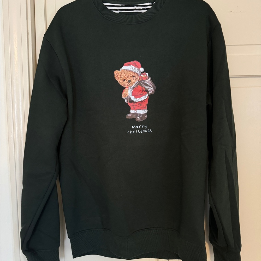 Denim & Flower Dark Green Santa Bear Sweater